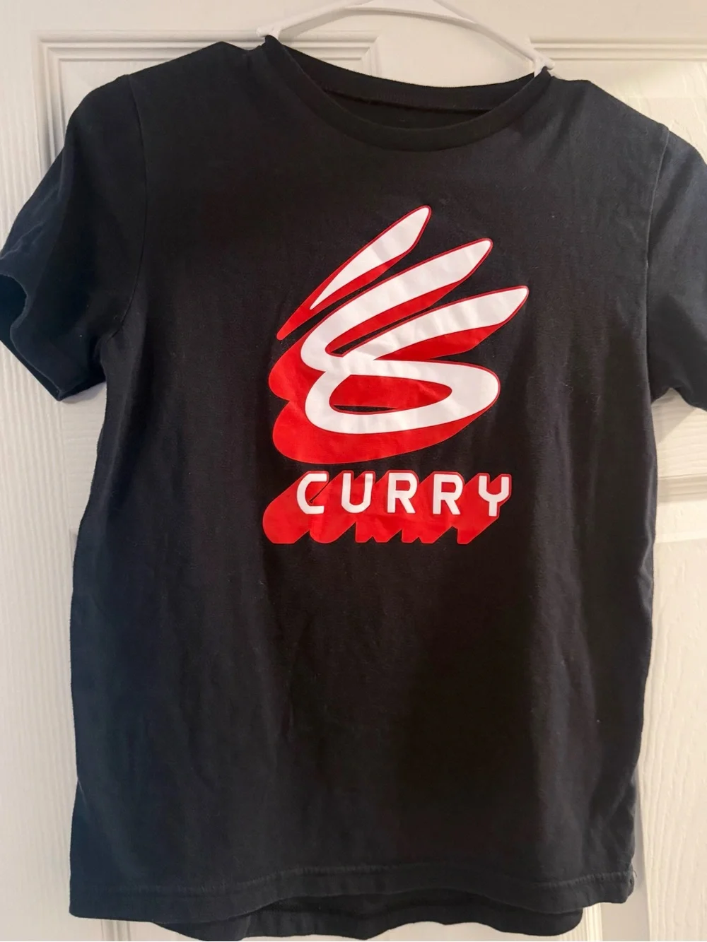 Kids' Black Graphic Tee with Red & White Logo